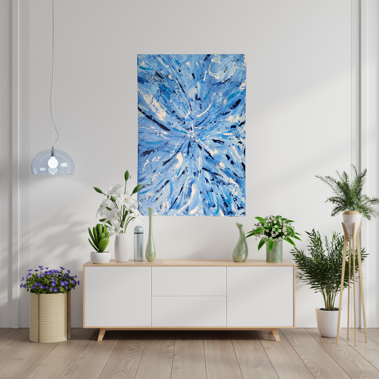 Splash of Blue Acrylic Painting on Canvas