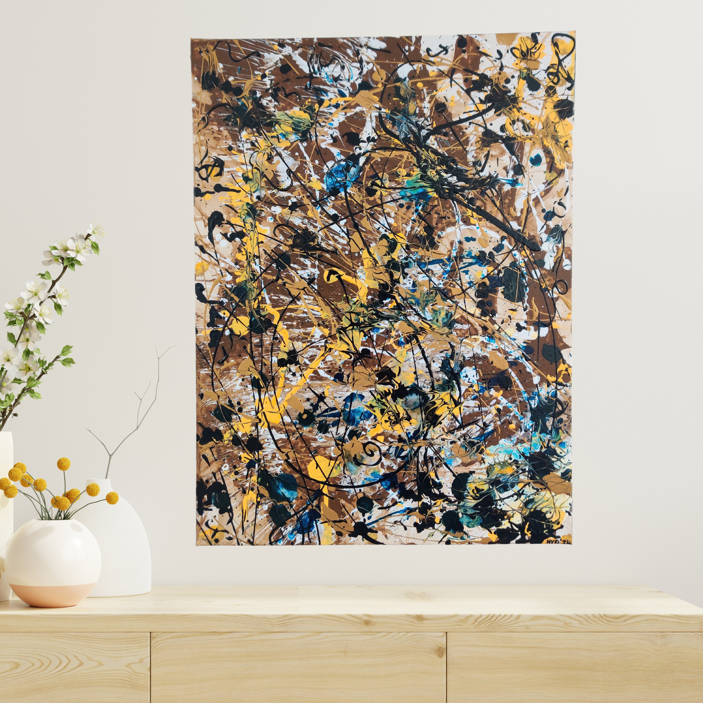 Buzzing Harmony Abstract Style Acrylic Painting on Canvas