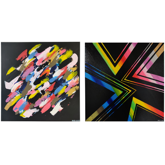 Collection No.1 contains 2 paintings, Blur of the Night and Fractured Spectrum Original Acrylic painting on square canvas by New Zealand Artist